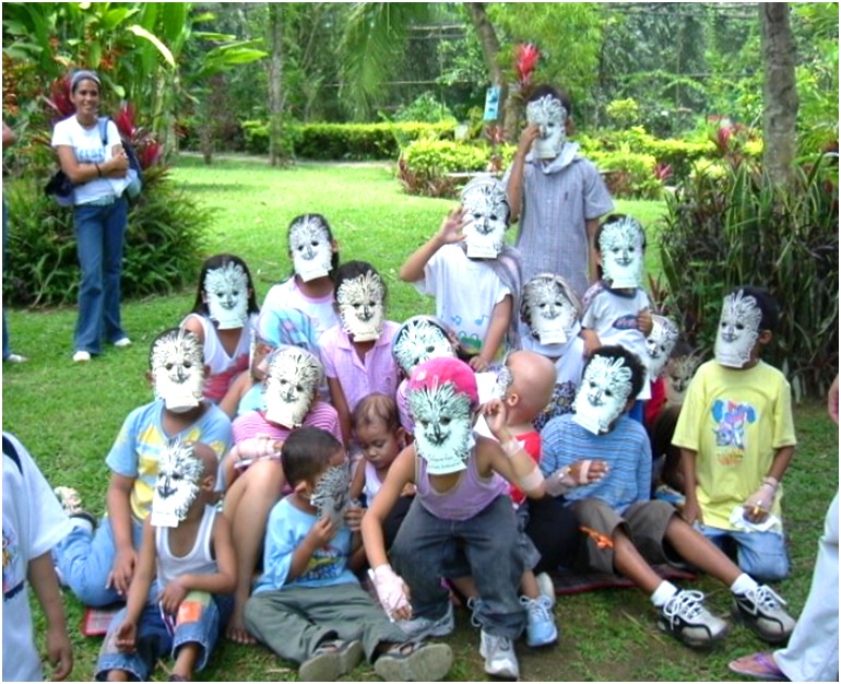Kids wearing fun masks